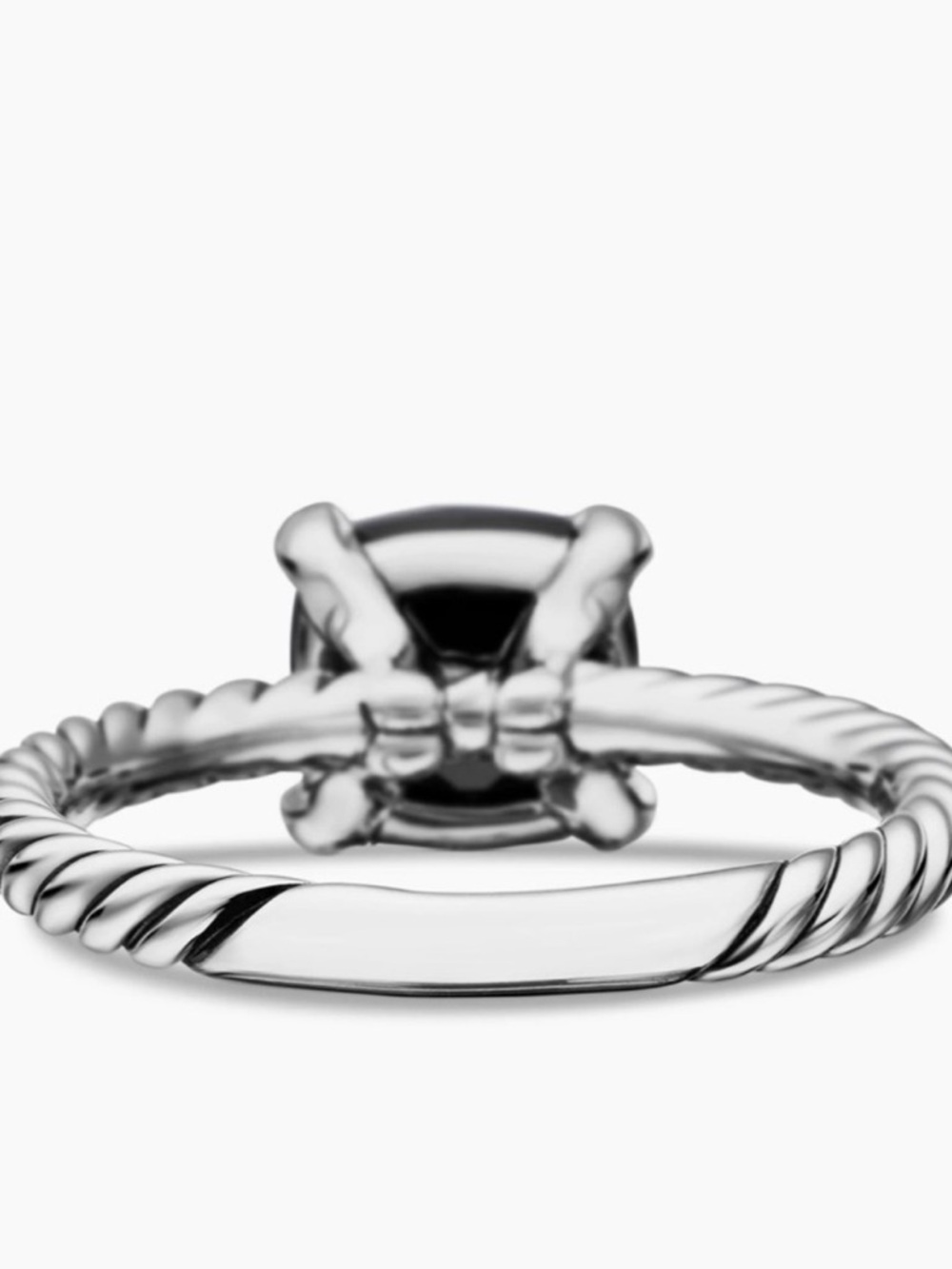 David Yurman Black Cushion Onyx Ring with Twisted Silver Band - Picture 5 of 8